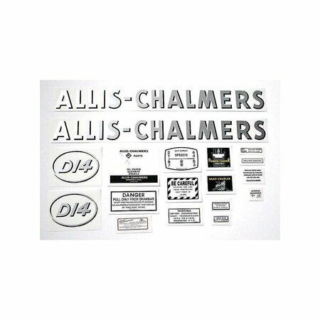 AFTERMARKET Decal Set with Oval Model letters Fits Allis Chalmers D14 MAE30-1412